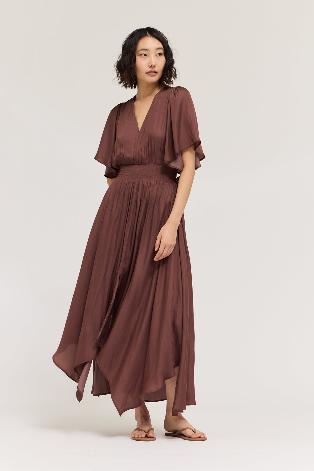 Unbalanced Skirt Maxi Dress in Tobacco