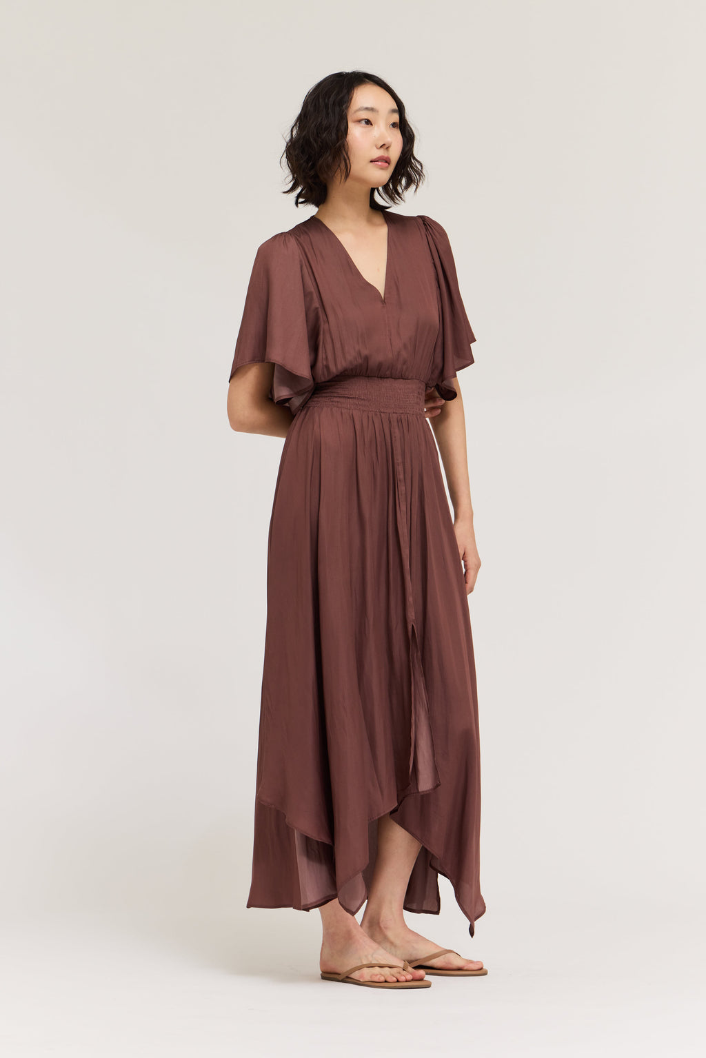 Unbalanced Skirt Maxi Dress in Tobacco