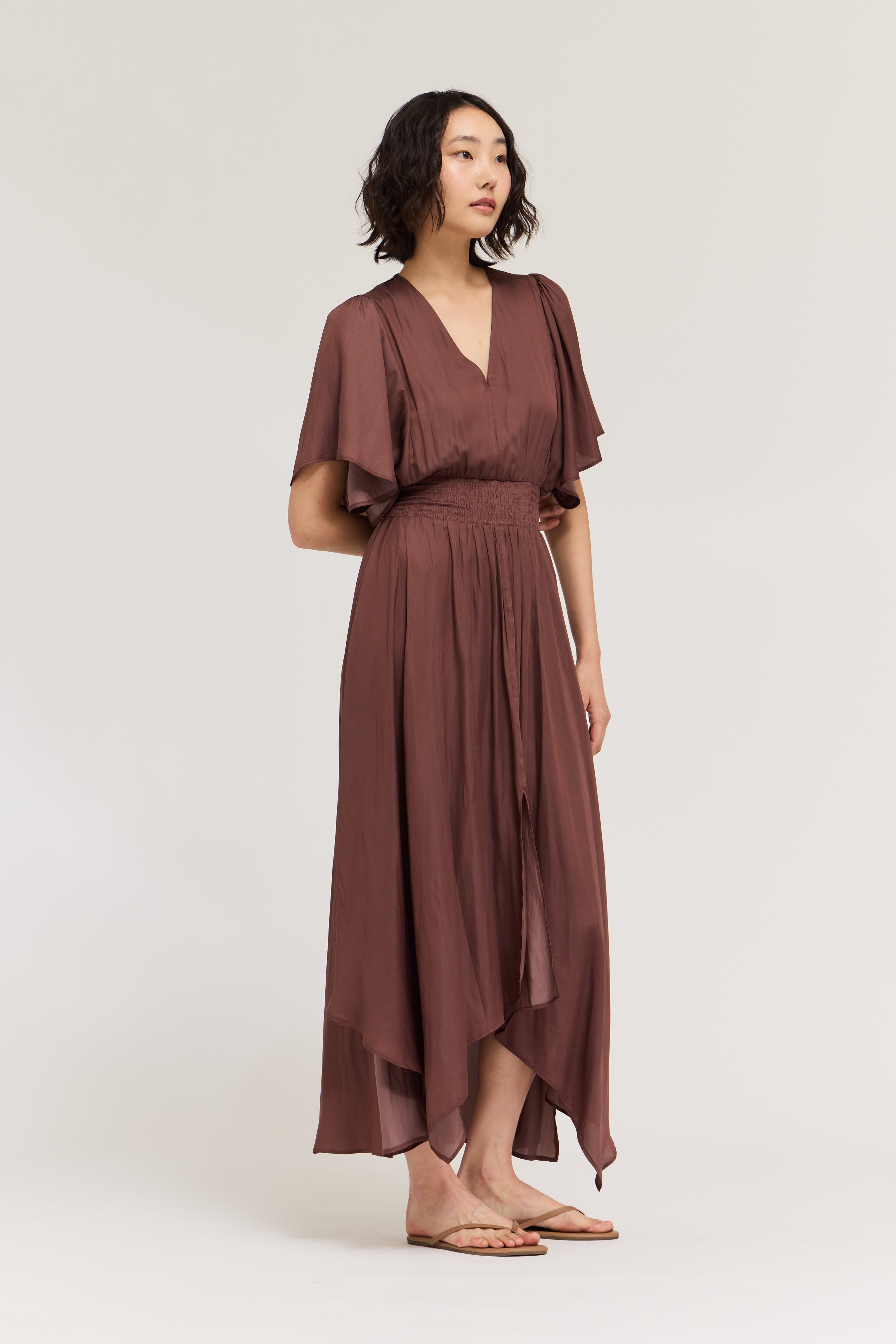 Unbalanced Skirt Maxi Dress in Tobacco