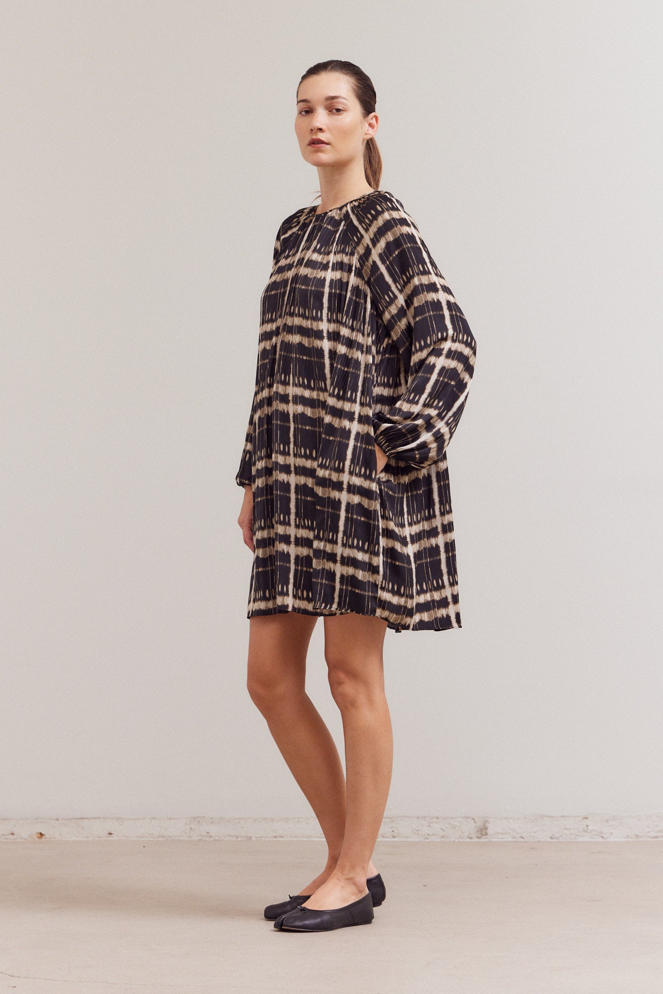 Pleated Print Mini Dress