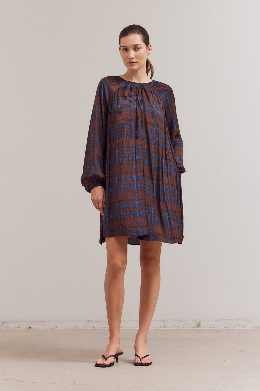 Pleated Print Mini Dress