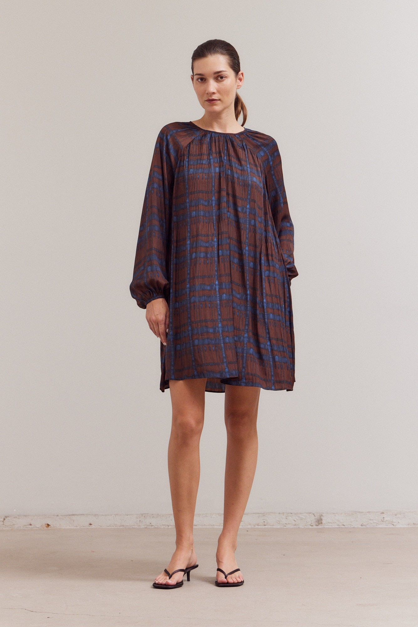 Pleated Print Mini Dress