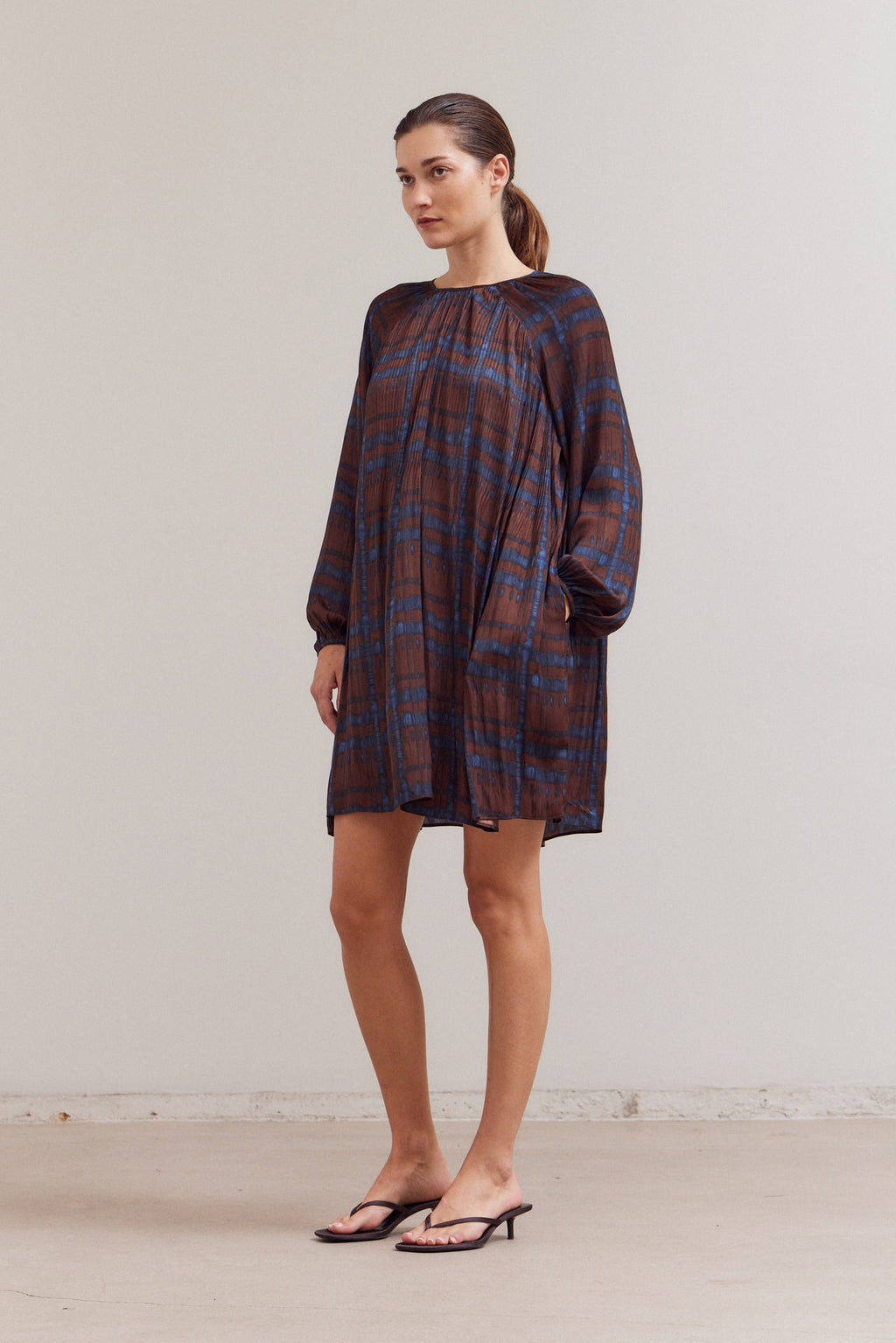 Pleated Print Mini Dress