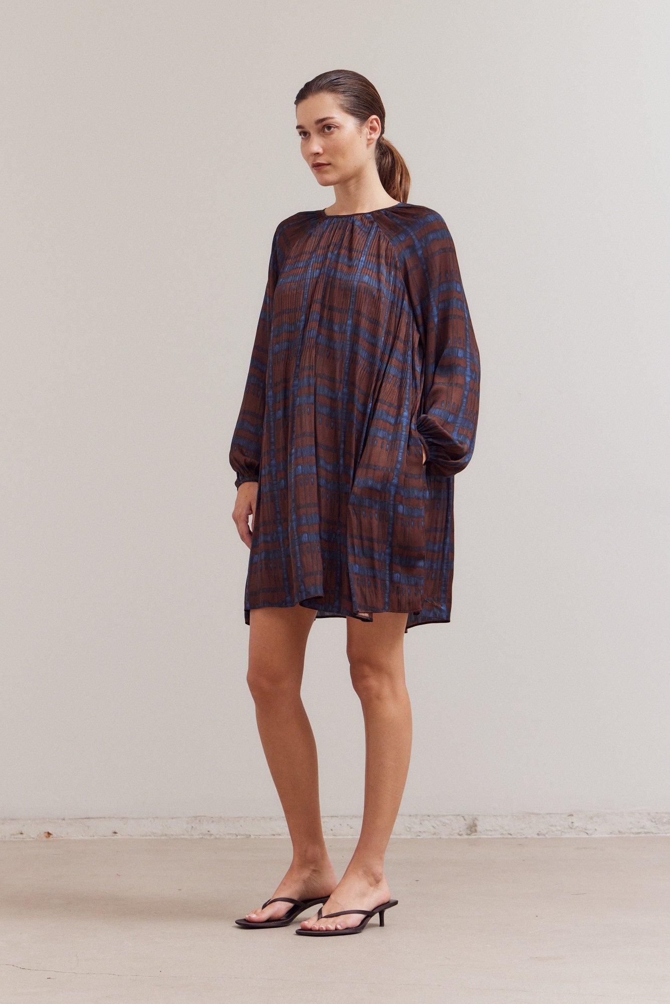 Pleated Print Mini Dress