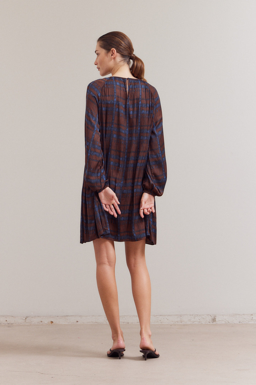 Pleated Print Mini Dress