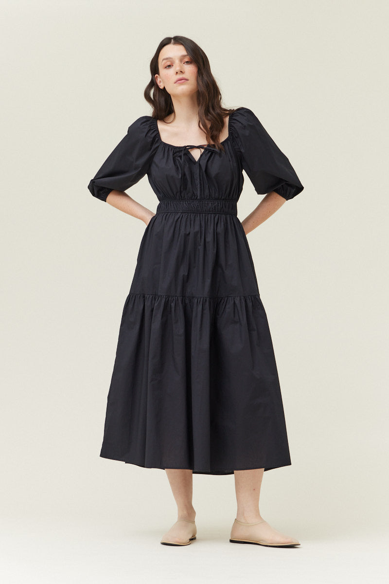 Solid Cotton Midi Dress