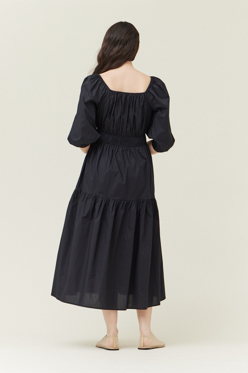 Solid Cotton Midi Dress