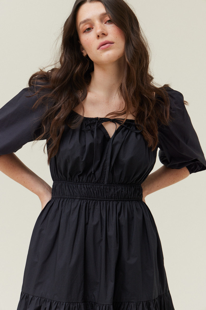 Solid Cotton Midi Dress