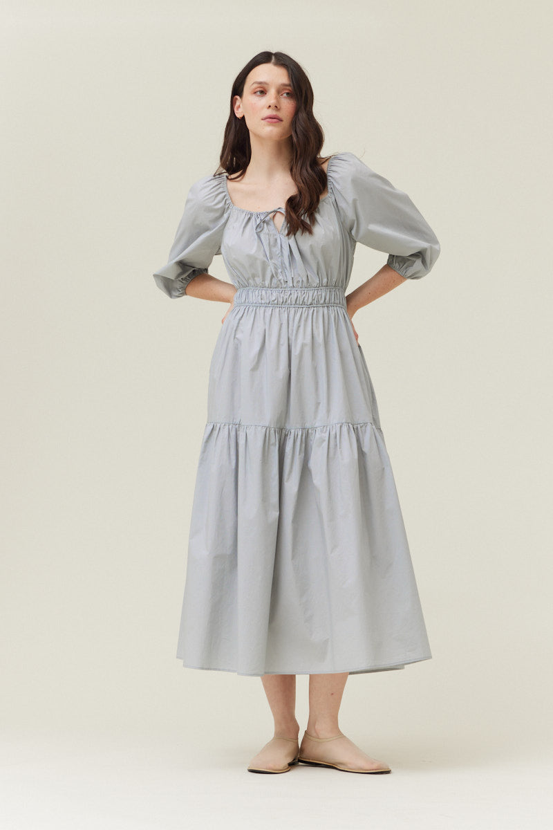Solid Cotton Midi Dress