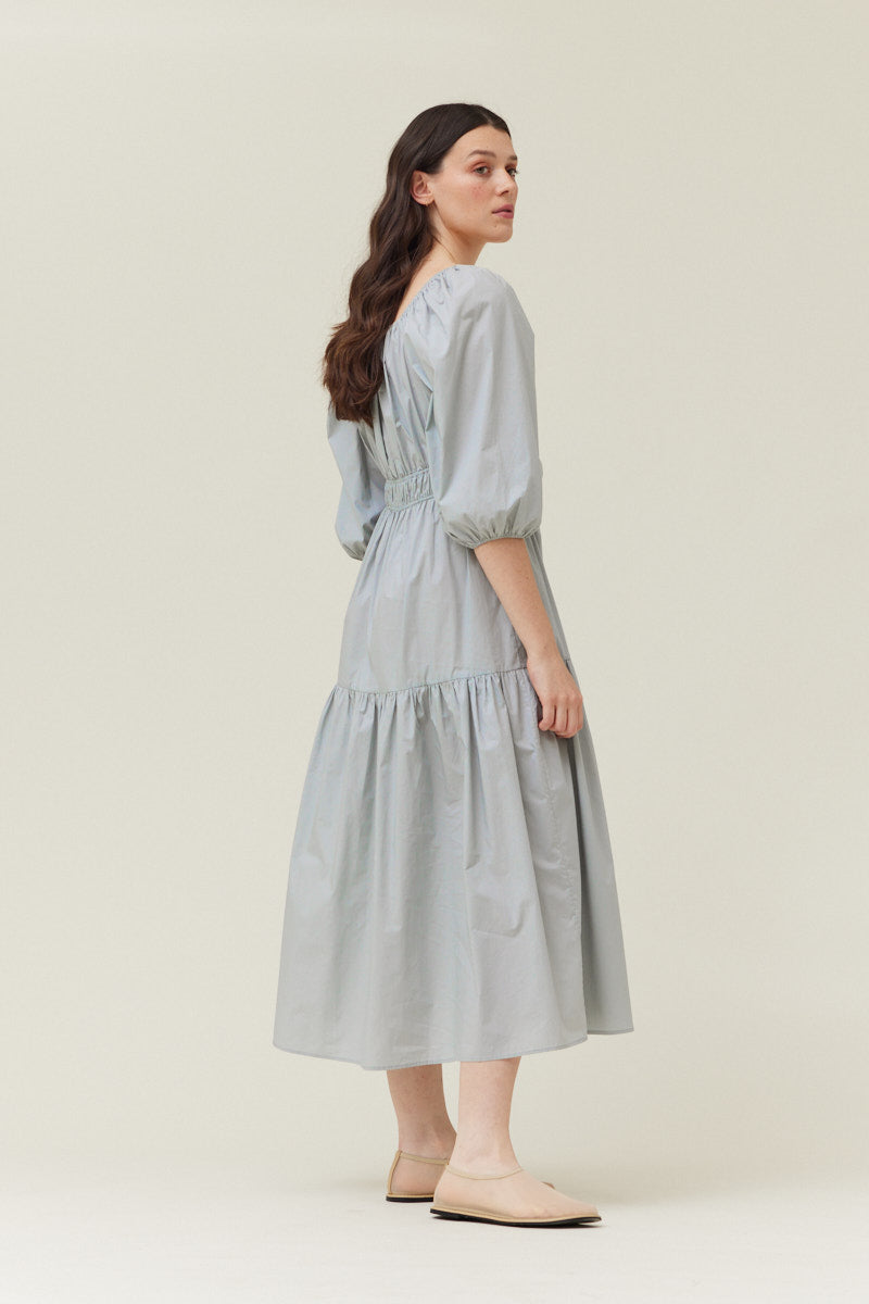 Solid Cotton Midi Dress