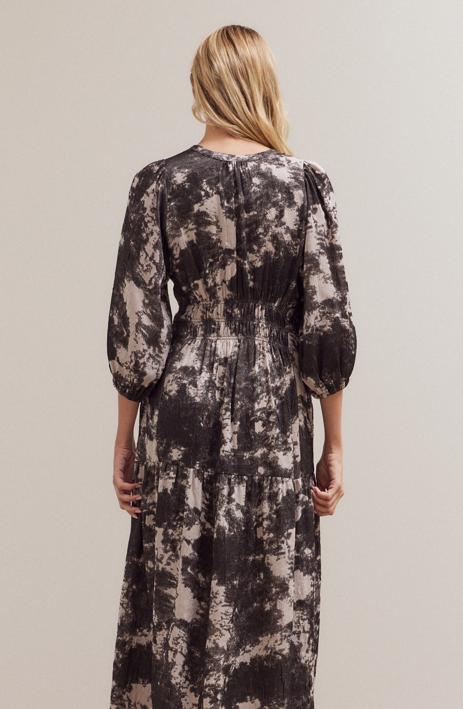 3/4 Sleeves Printed Midi Dress