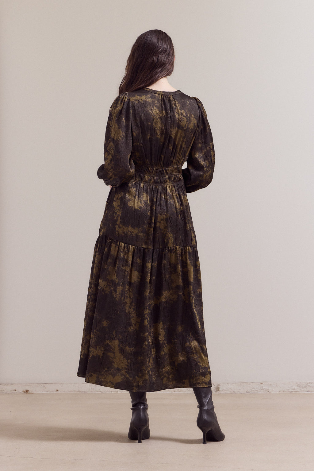 3/4 Sleeves Printed Midi Dress