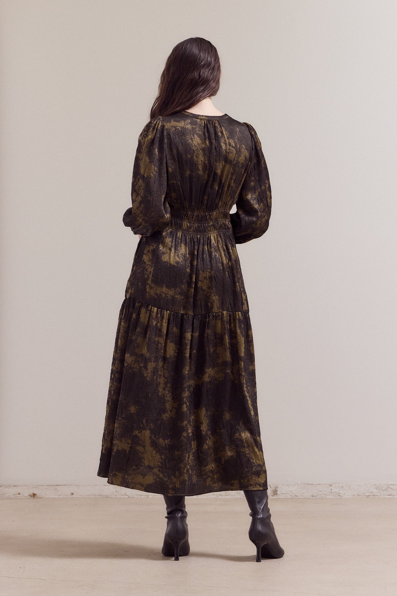 3/4 Sleeves Printed Midi Dress