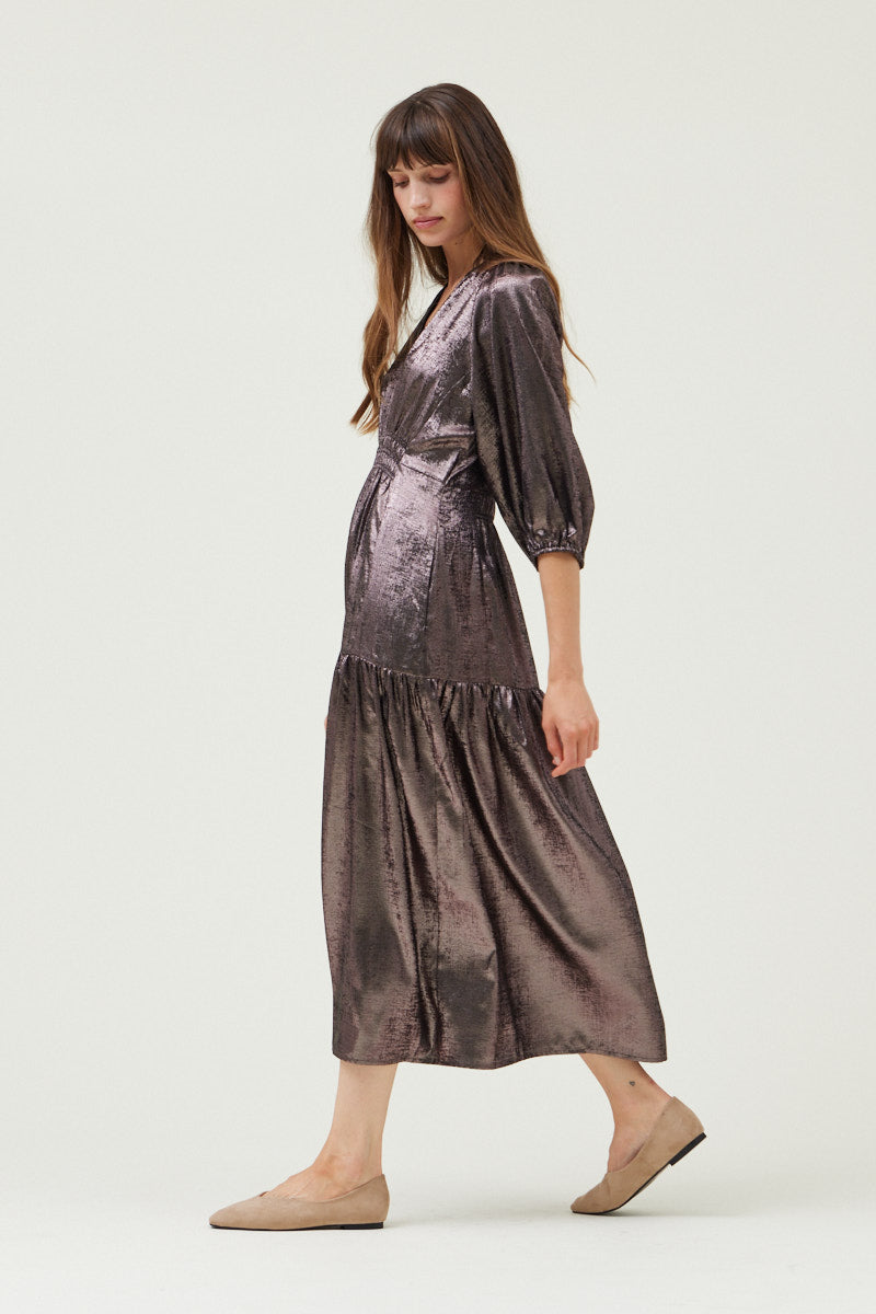 3/4 Sleeves Holiday Midi Dress Black / L 3/4 Sleeves Holiday Midi Dress Black / L