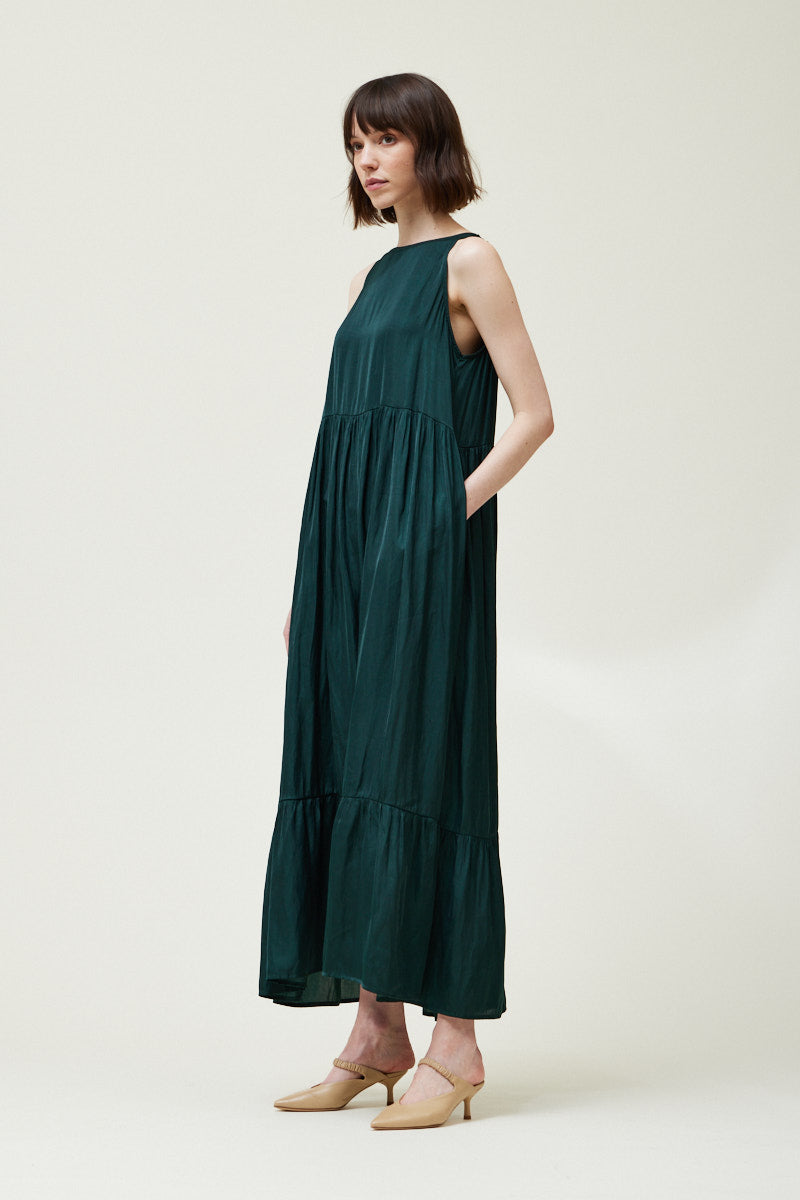 Satin Tiered Maxi Dress