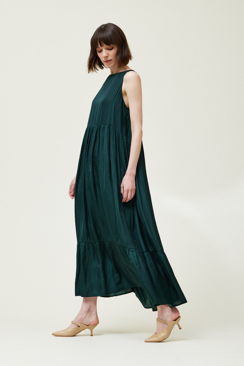 Satin Tiered Maxi Dress