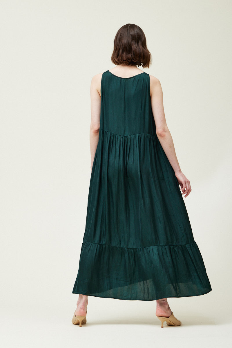 Satin Tiered Maxi Dress