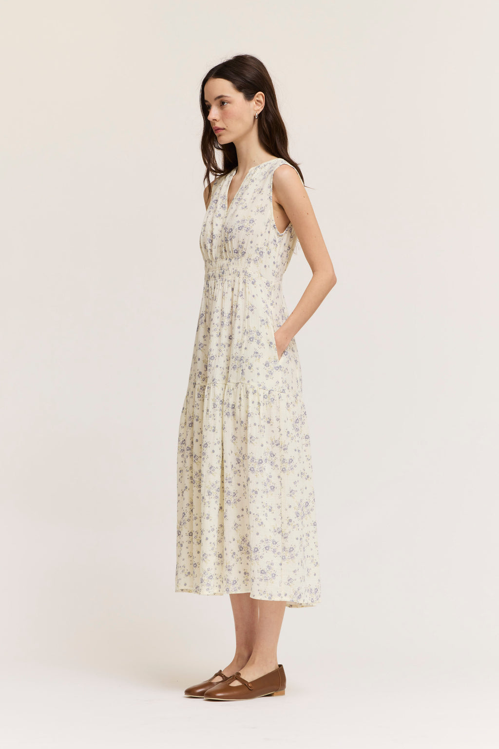 Floral Printed Gauze Midi Dress