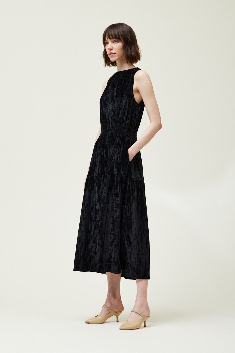 Velvet Sleeveless Midi Dress