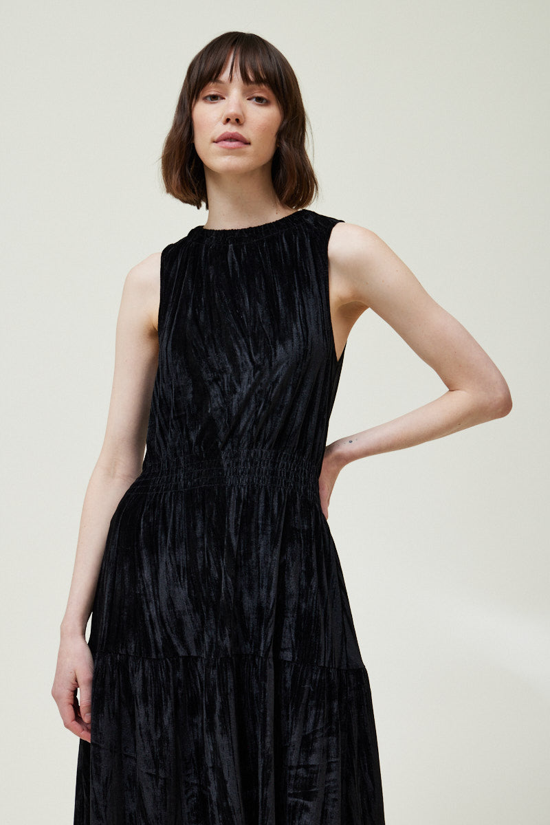 Velvet Sleeveless Midi Dress