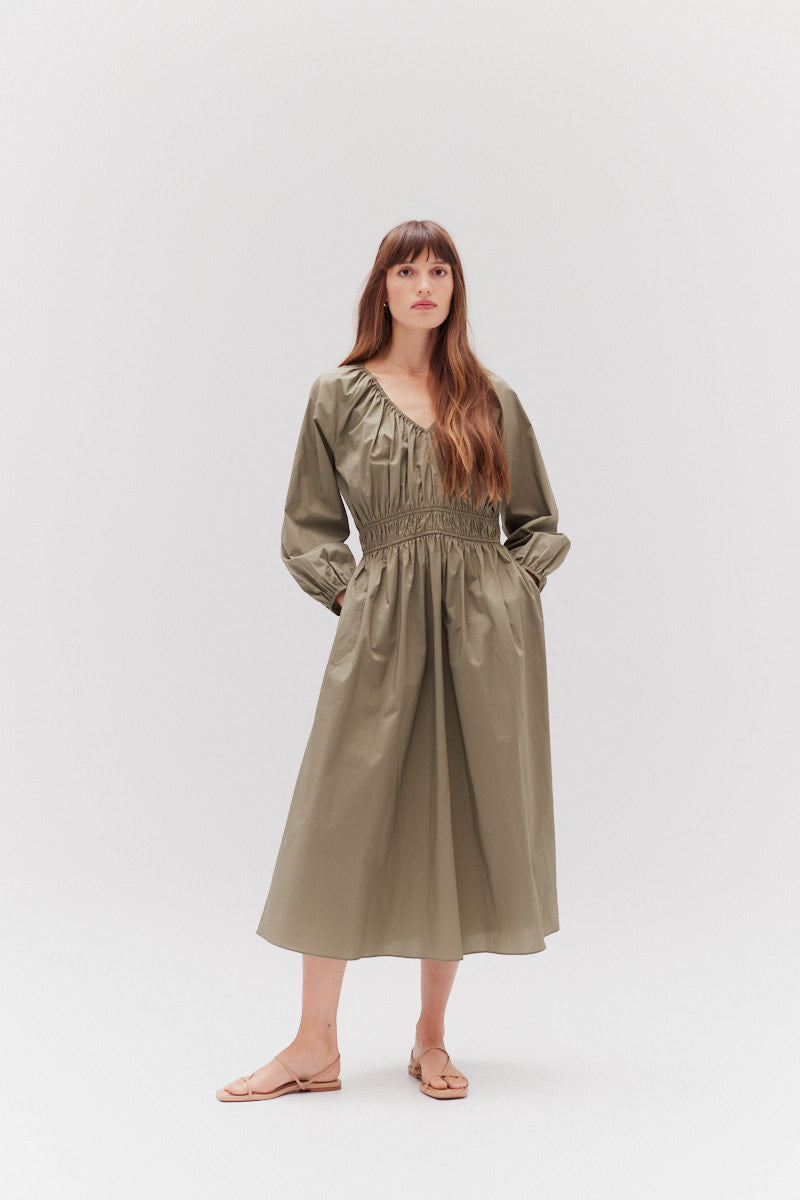 Summer Cotton Midi Dress Olive / M Summer Cotton Midi Dress Olive / M