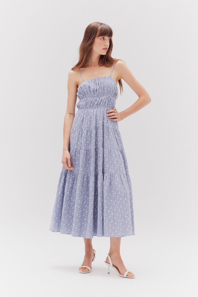Printed Gauze Midi Dress
