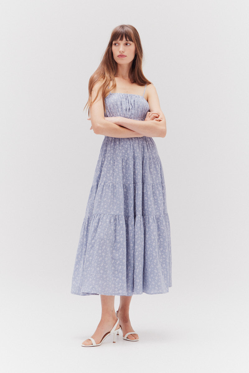 Printed Gauze Midi Dress