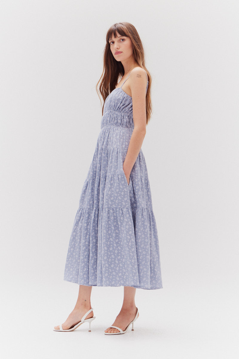 Printed Gauze Midi Dress
