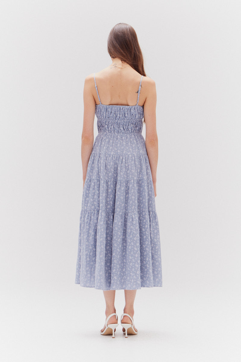 Printed Gauze Midi Dress