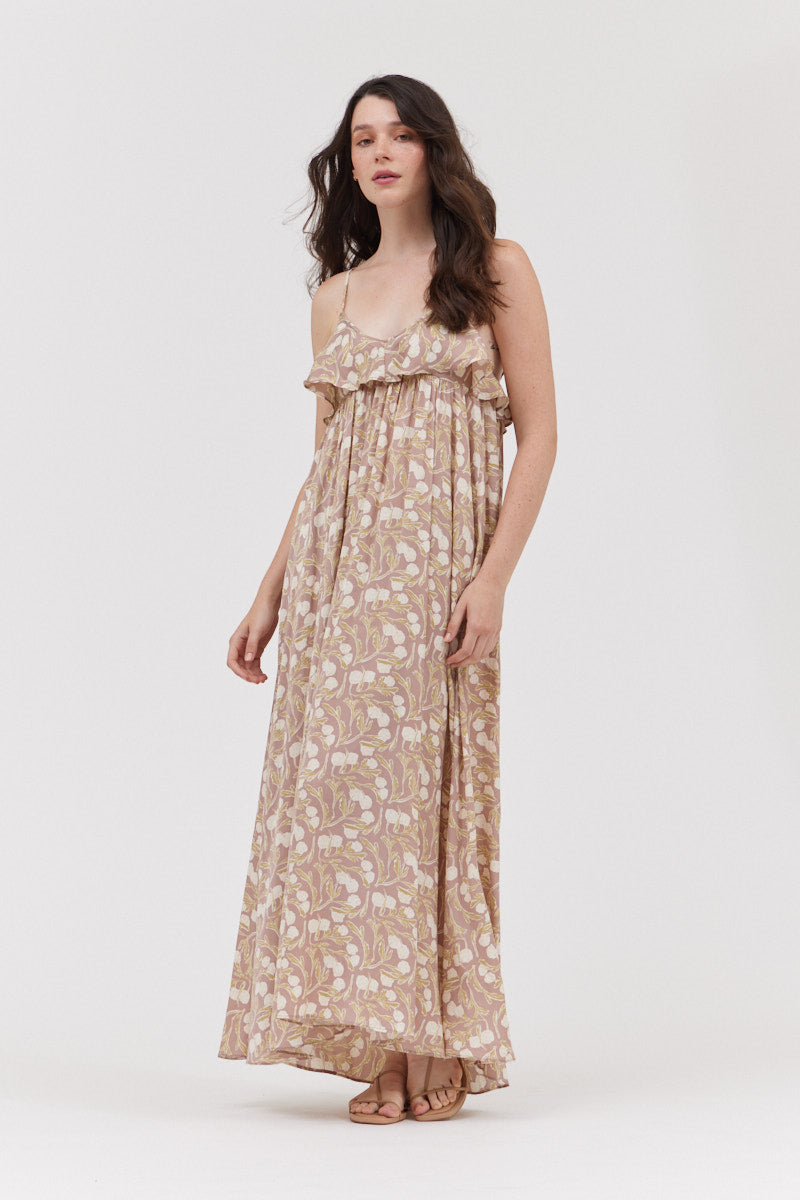 Ruffle Strap Long Dress