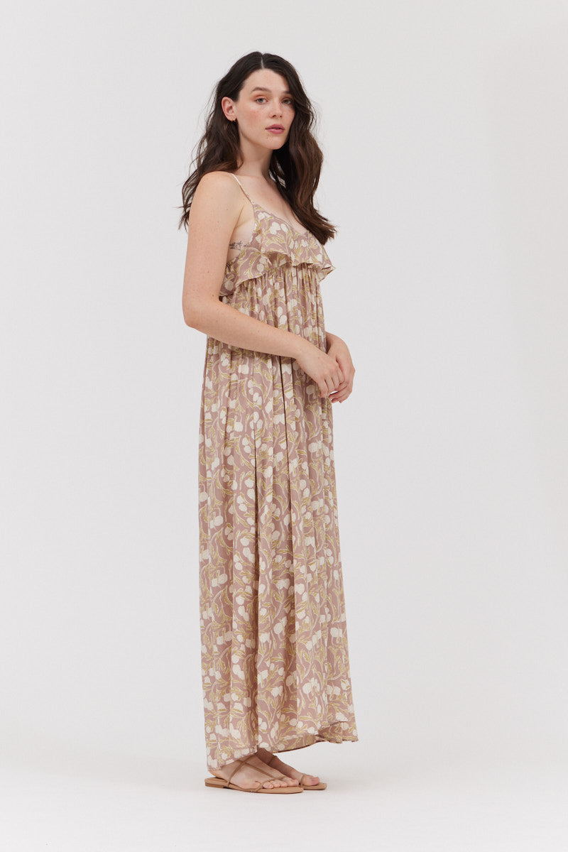 Ruffle Strap Long Dress