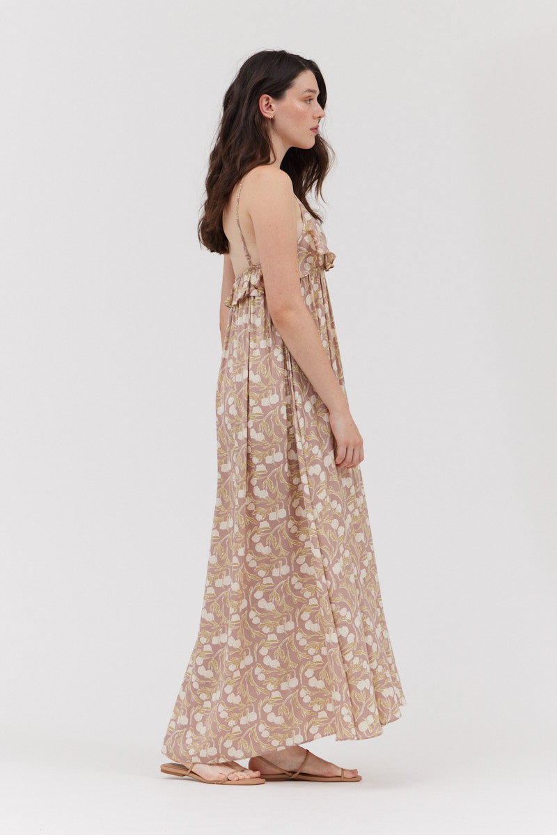 Ruffle Strap Long Dress