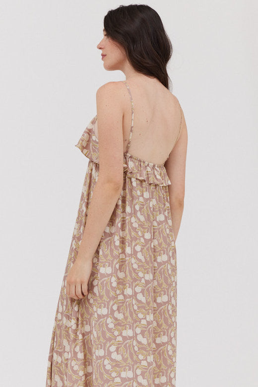 Ruffle Strap Long Dress