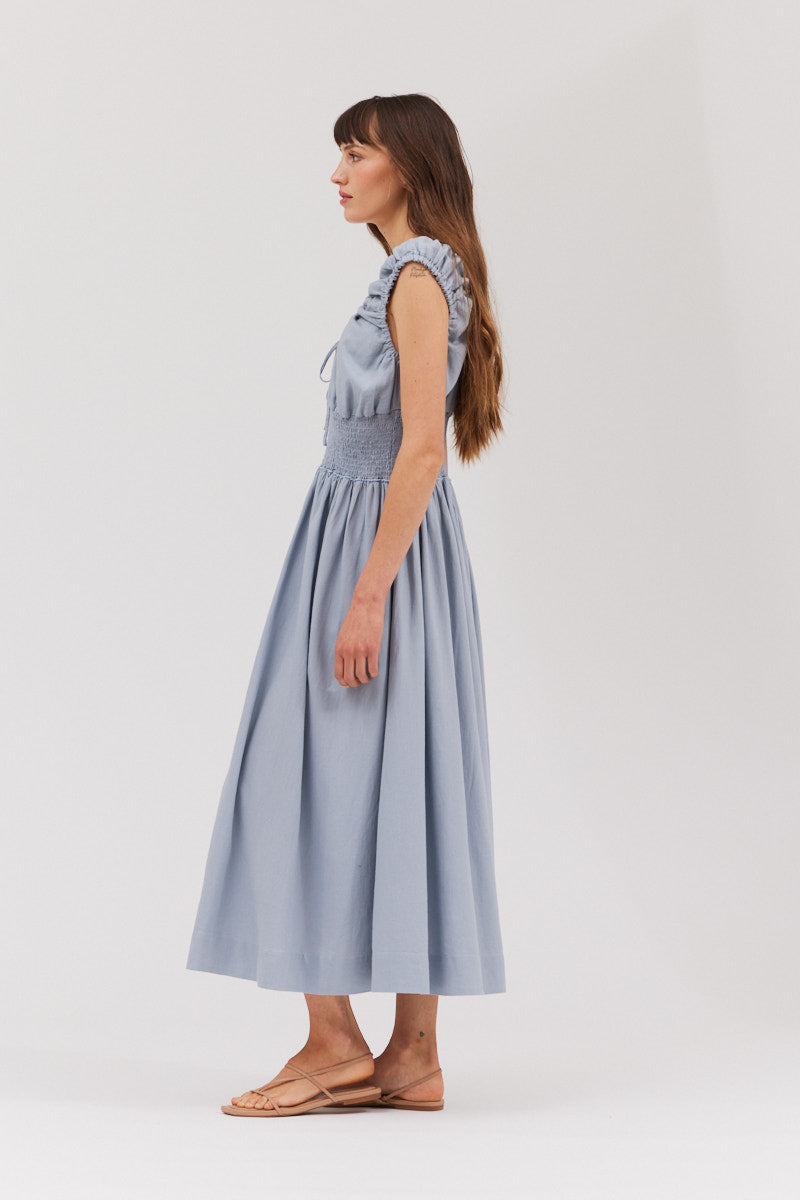 Linen Blend Midi Dress