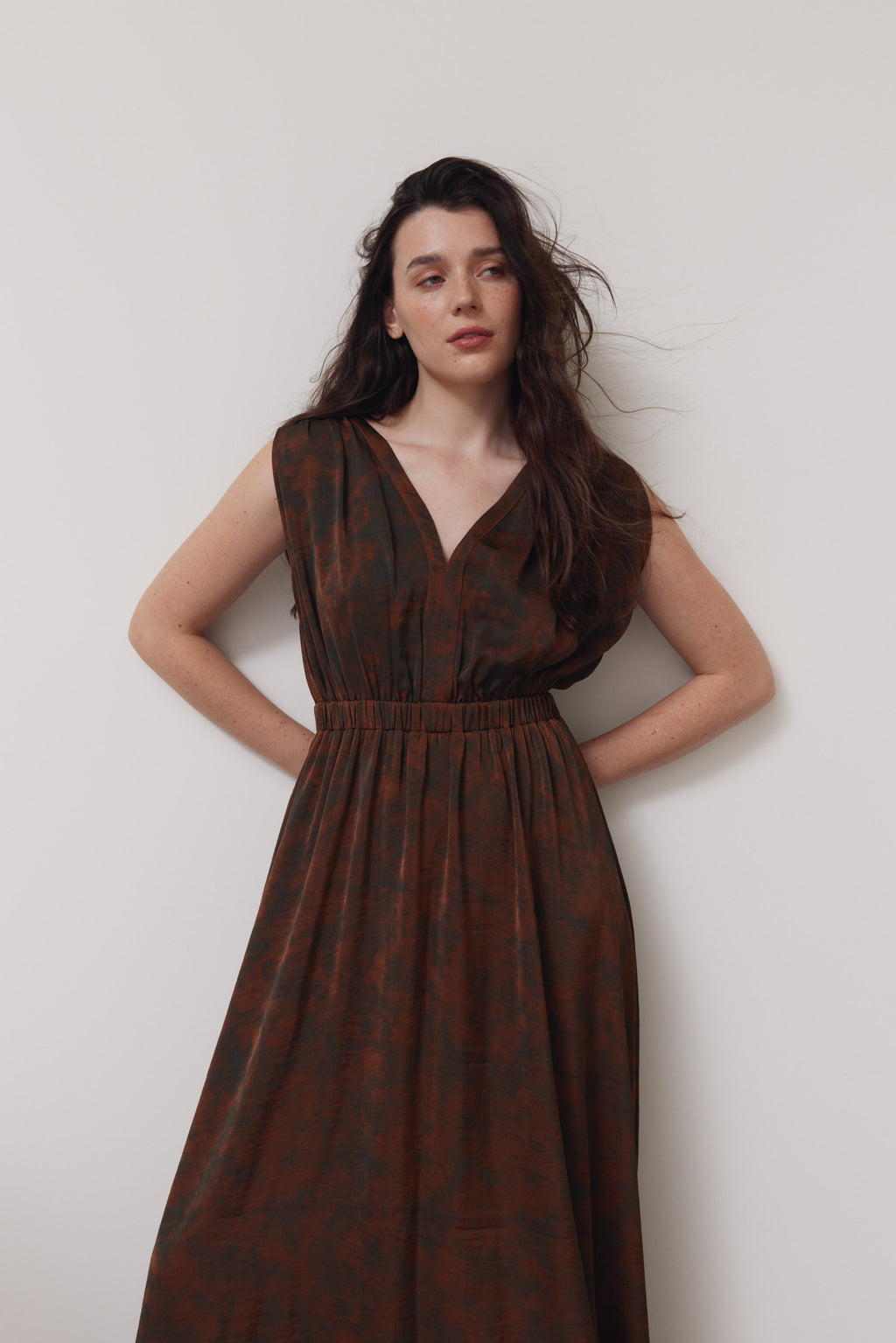 Tied Back Strappy Maxi Satin Dress