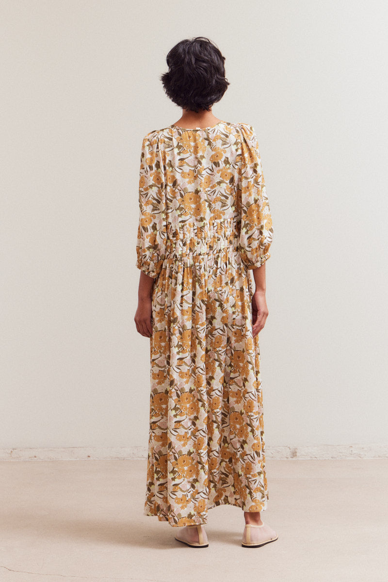 Floral Pleat Waist  Dress