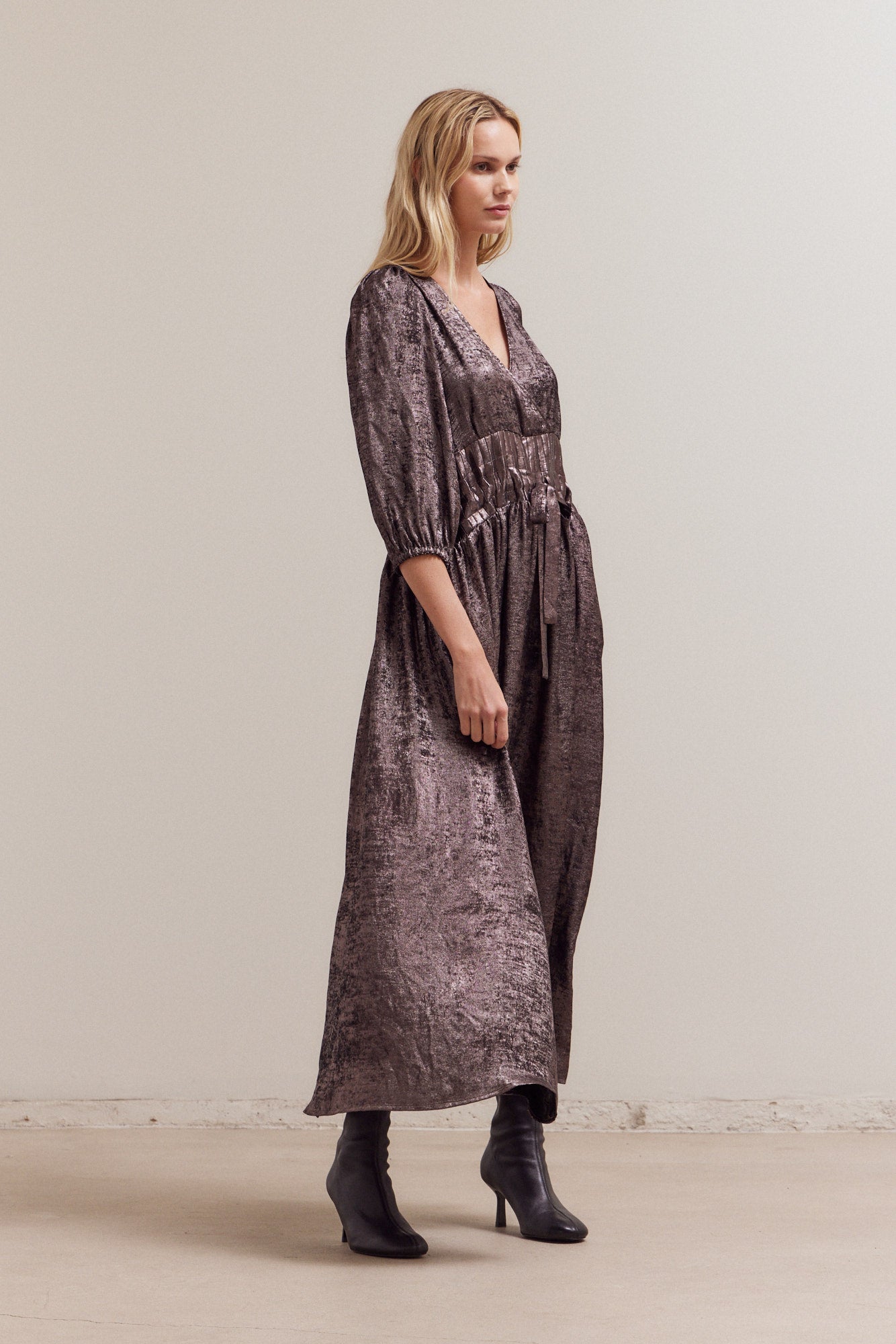 Pleat Waist Shine Dress