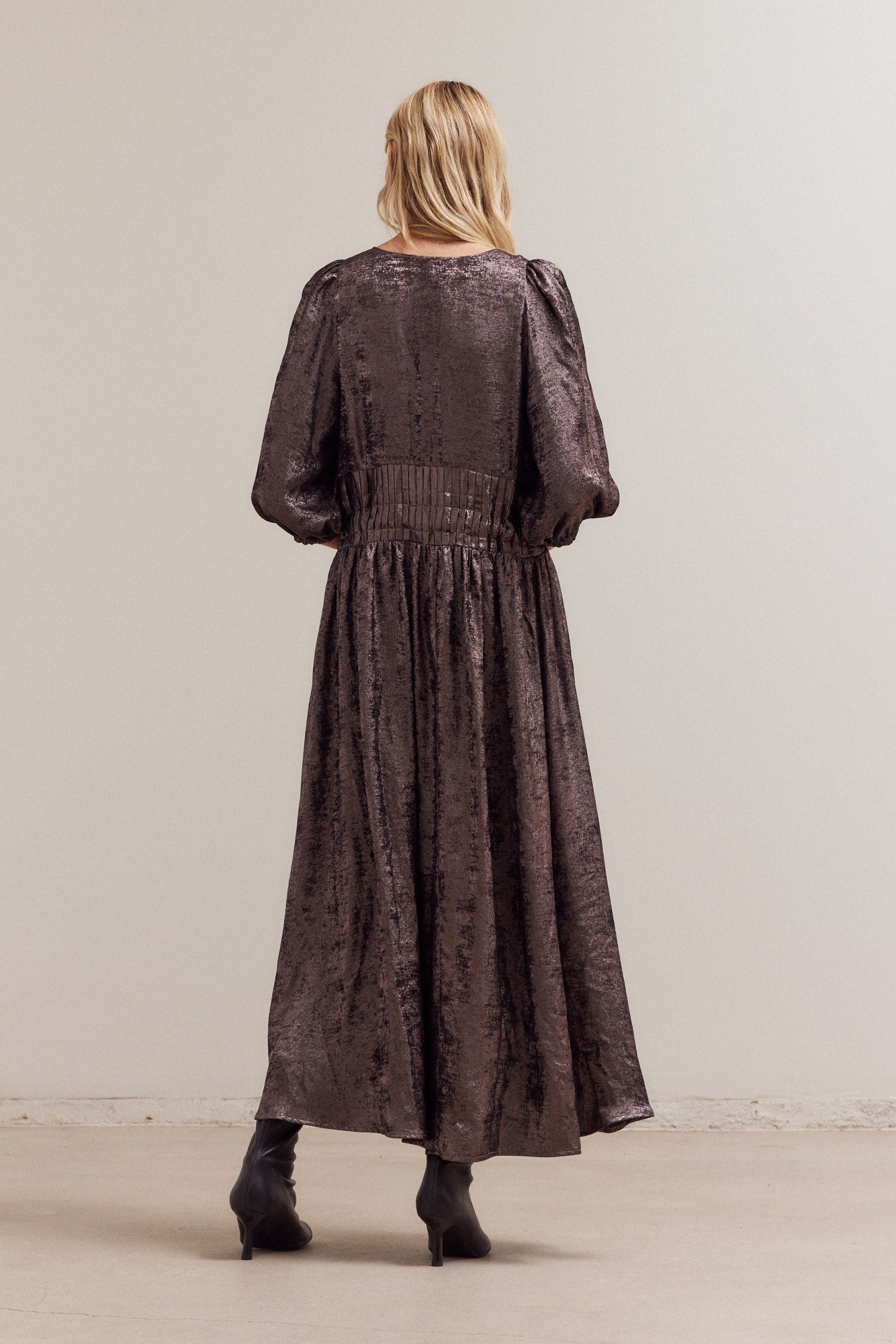 Pleat Waist Shine Dress