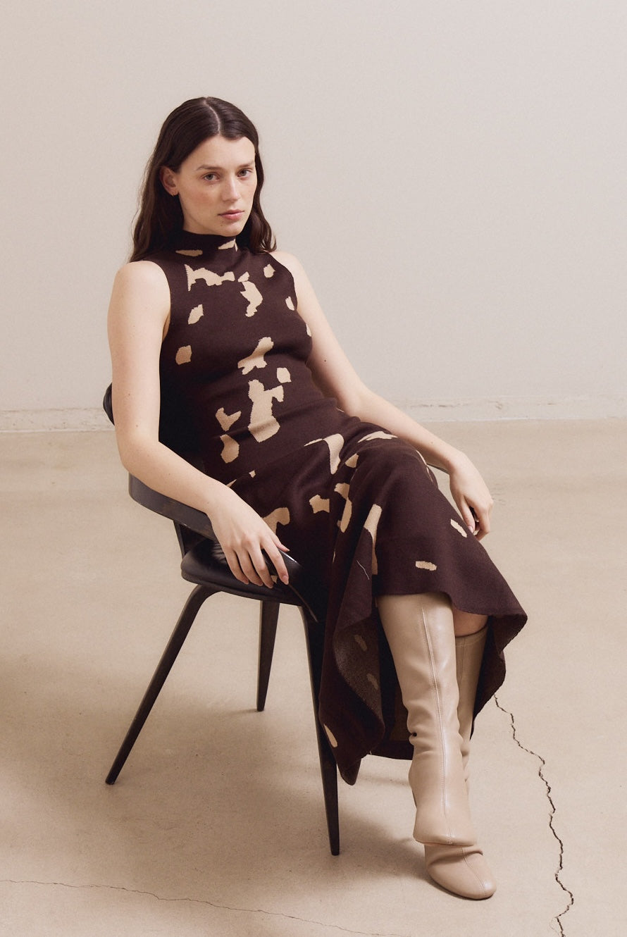 Fitted Knit Maxi Dress Dark Chocolate / M Fitted Knit Maxi Dress Dark Chocolate / M