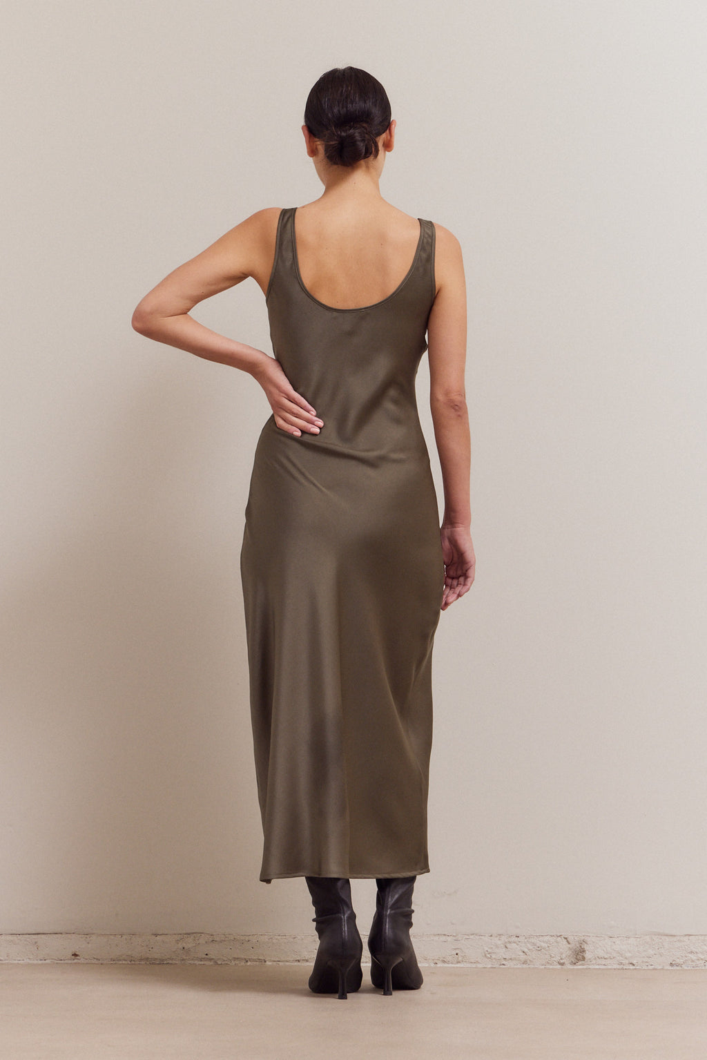 Round Neck Maxi Satin Dress