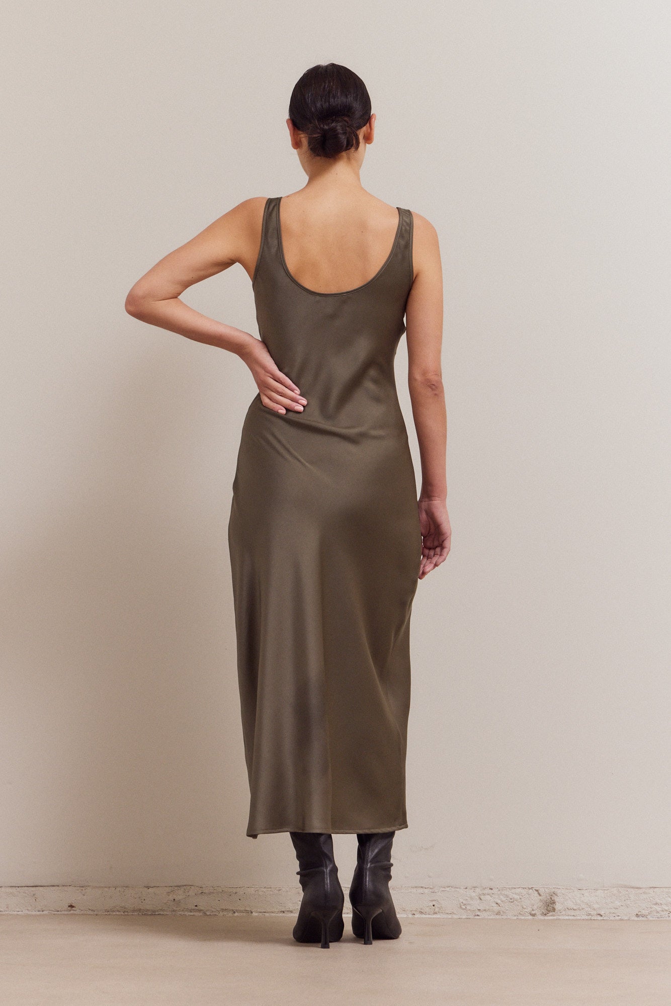 Round Neck Maxi Satin Dress