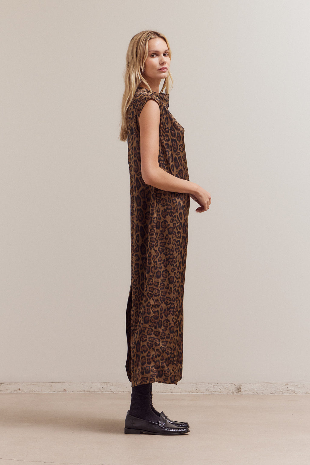 Leopard Mock Neck Dress