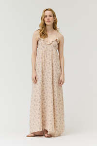 V-neck Spaghetti Maxi Gauze Dress