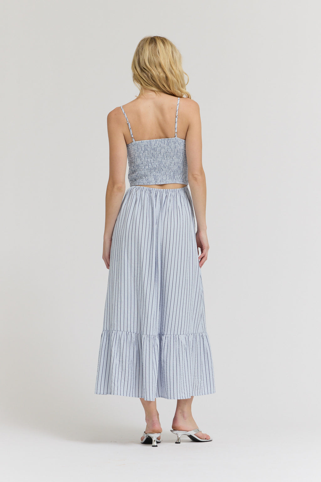 Striped Front Tie Maxi Dress