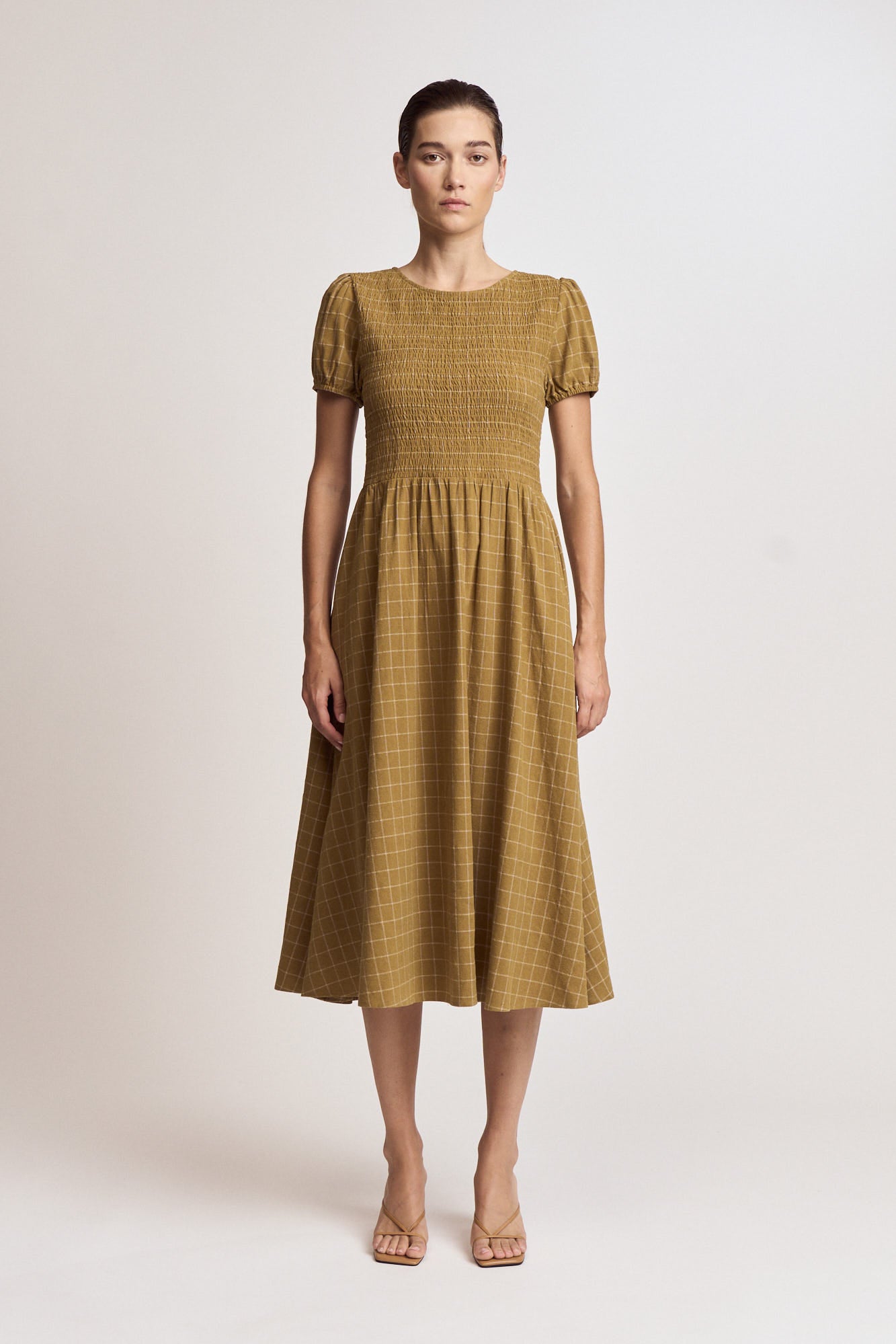 Grid Smocked Dress