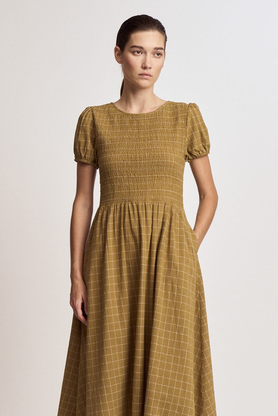 Grid Smocked Dress