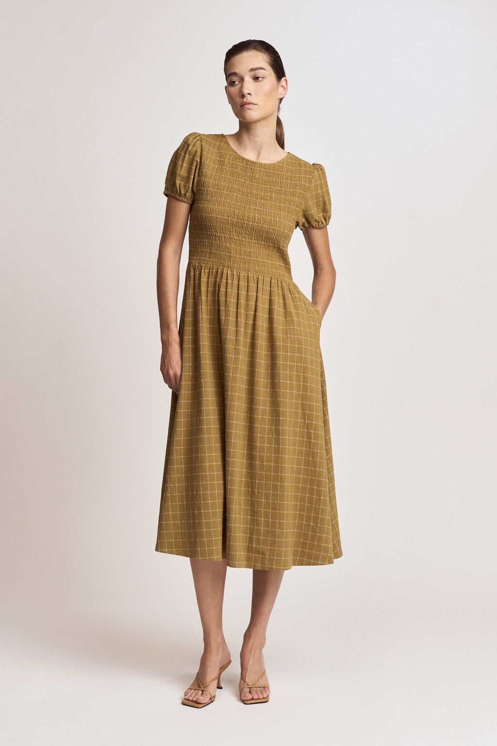 Grid Smocked Dress
