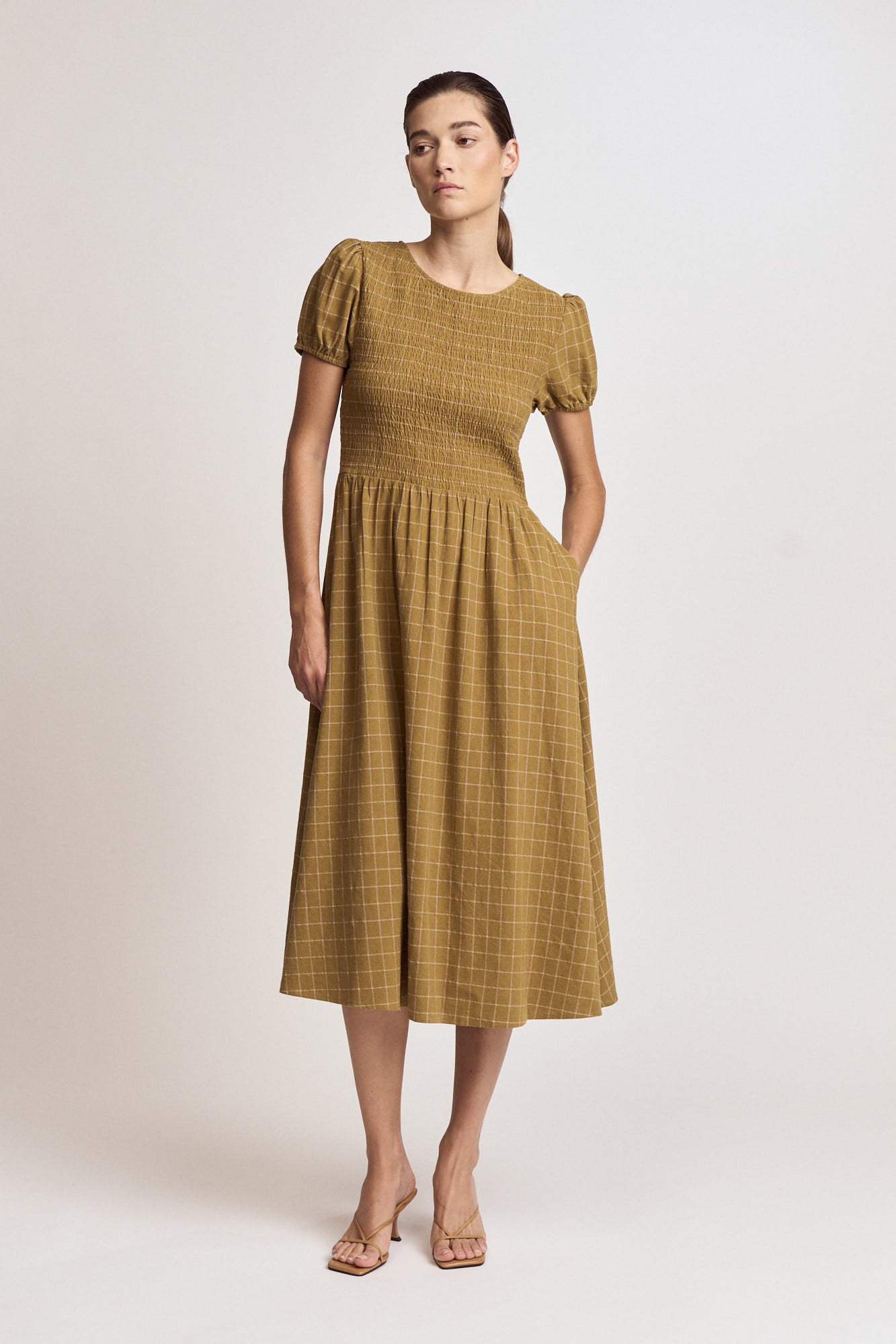 Grid Smocked Dress