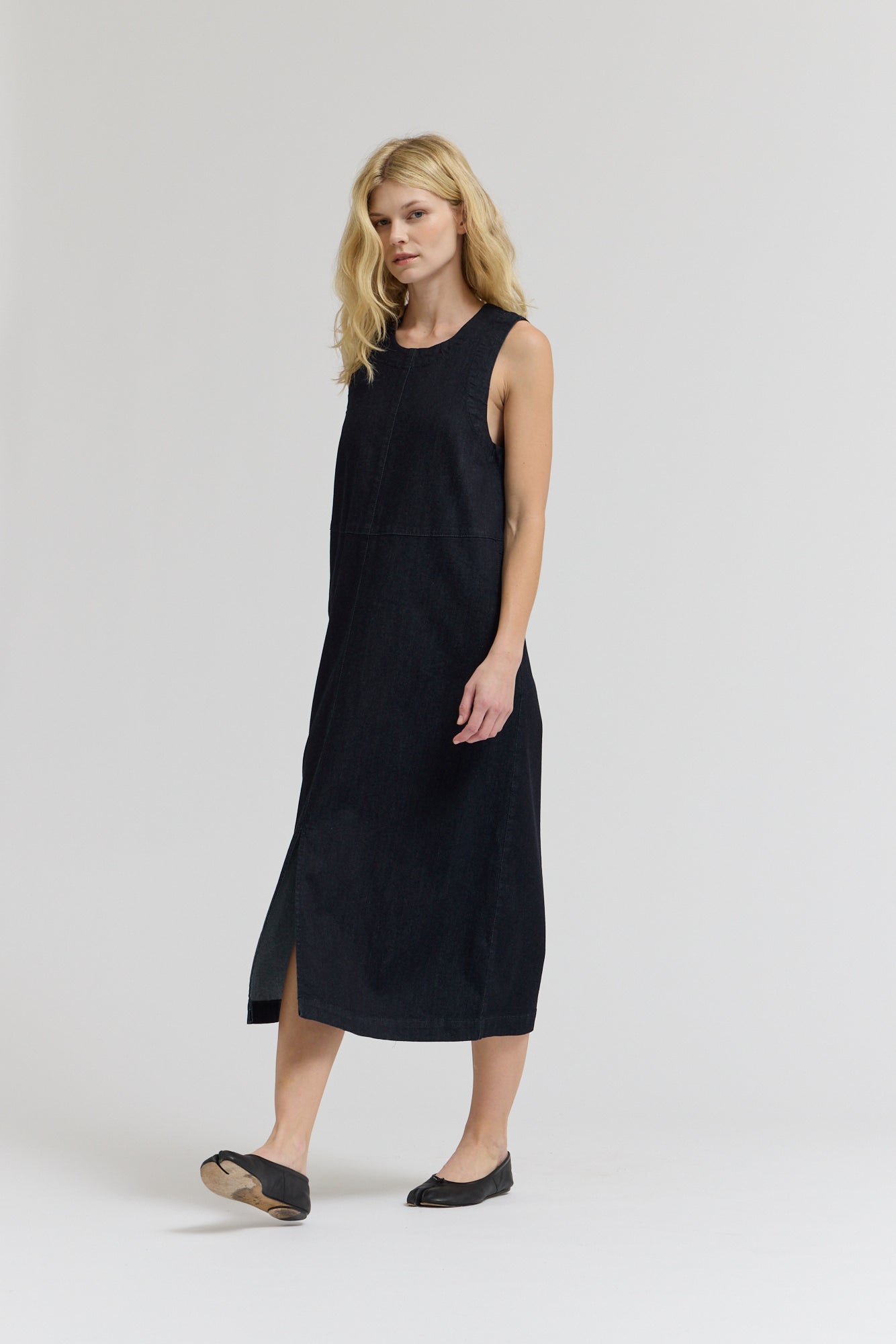Denim Column Dress Deep Indigo / L