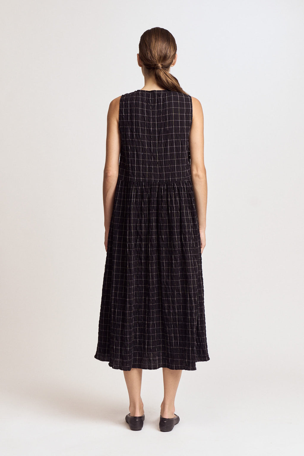 Grid Gauze Easy Dress in Black